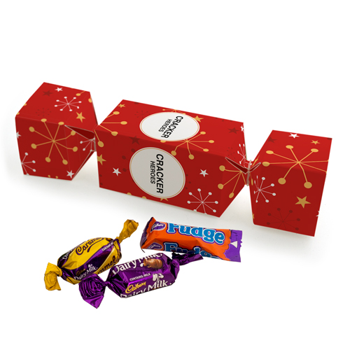 Christmas cracker with 3 heroes chocolates