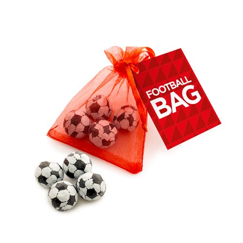 Promotional Organaza Bag - Chocolate Footballs