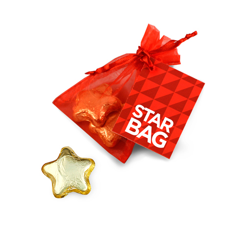 Promotional Chocolate star organza bar 