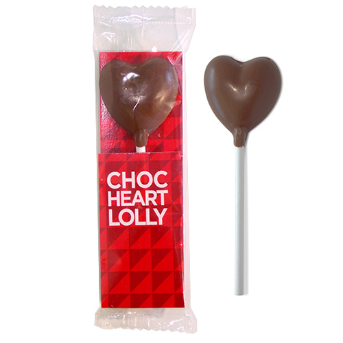 Promotional Valentine's Day chocolate heart lolly