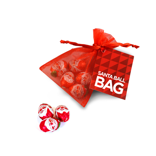 Chrsitmas Promotional Chocolate Santa Organza Bag