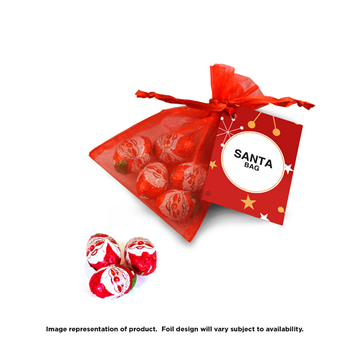 Chrsitmas Promotional Chocolate Santa Organza Bag