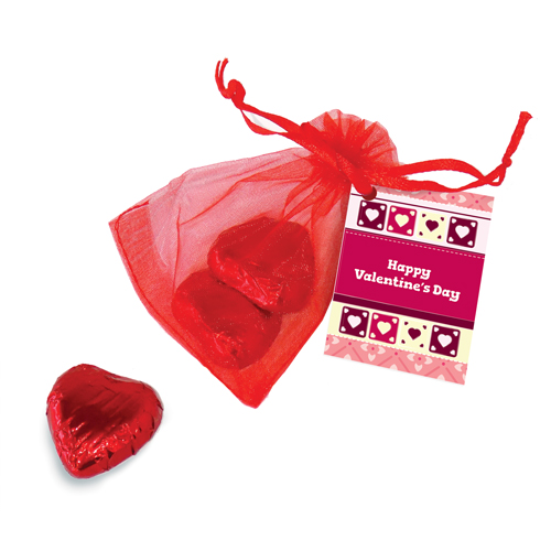 Promotional Organza Bag - Mini Chocolate Hearts